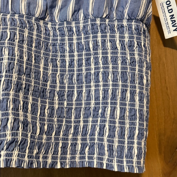 NWT Sleeveless Smocked Blouse Womens XL Striped Cotton gathered shoulder Beach - Picture 5 of 10